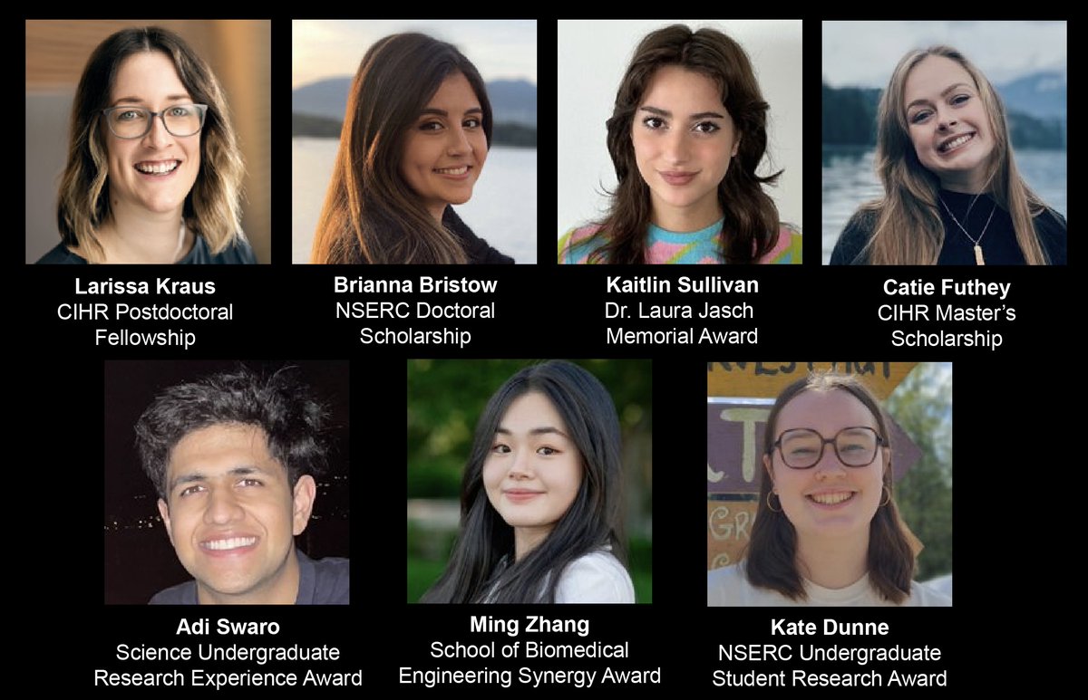 been an absolutely huge month for our lab members. congrats to @laKrausl @BriannaBristow @NeuroSully @CatieFuthey adi, ming, and kate for their recent 7(!!) awards - some very exciting science coming up. thanks to their funders @CIHR_IRSC @NSERC_CRSNG @UBC @UBCcps and @SBME_UBC !