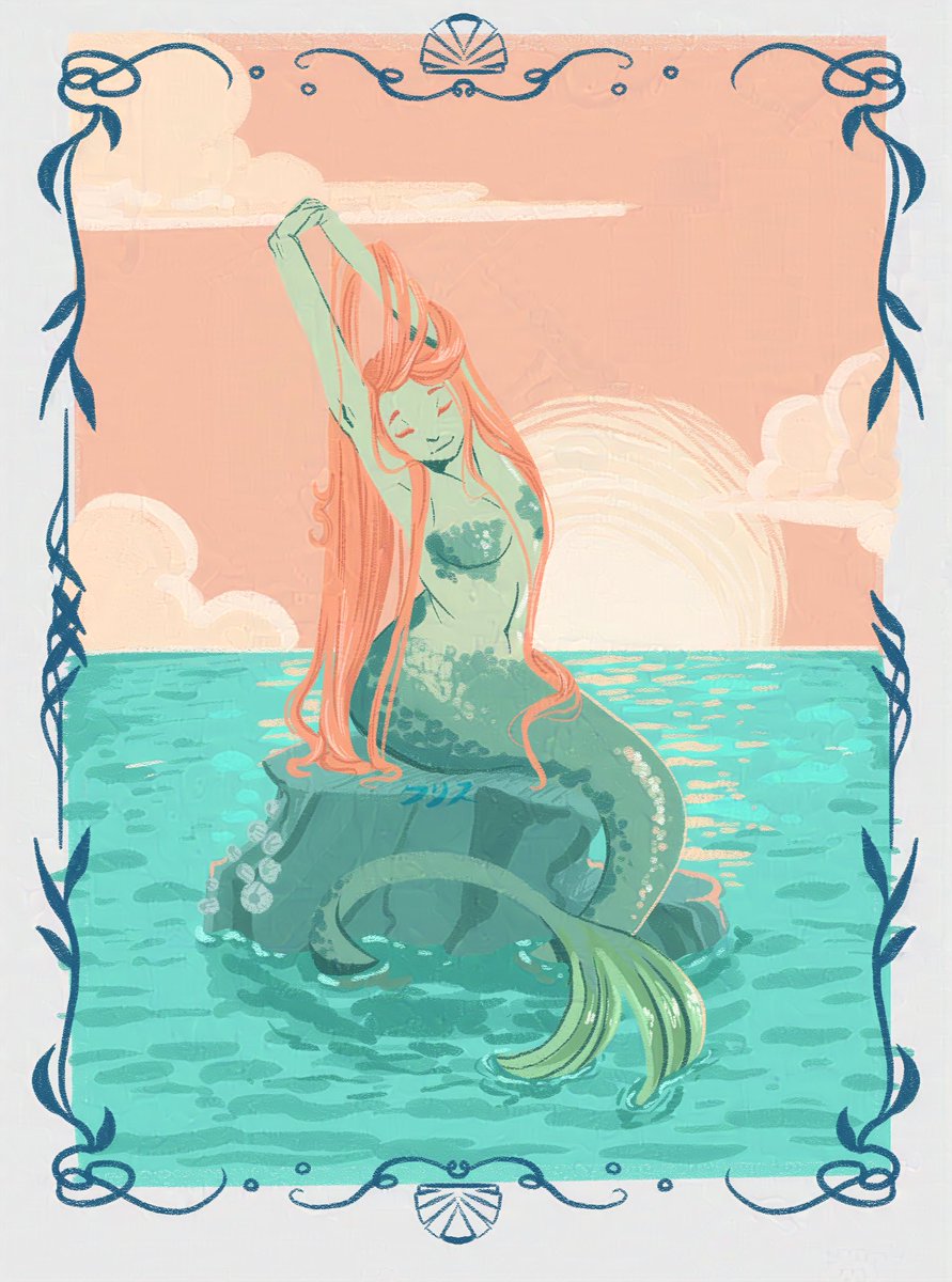 Dawn🌅 . Mermaids tend to come up to the surface on sunny days to warm up as much as they can. If they have nothing better to do, they'll lounge around in any place they can find, often they have their favorite spots and can be quite territorial about them . #mermay