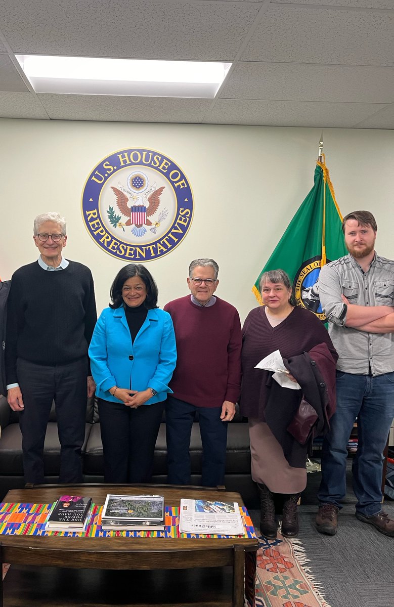 Members of WPSR's Nuclear Weapons Abolition Task Force were happy to meet with @RepJayapal last week! Representative Jayapal is Washington state's only champion for the abolition of nuclear weapons- and has the record to prove it.