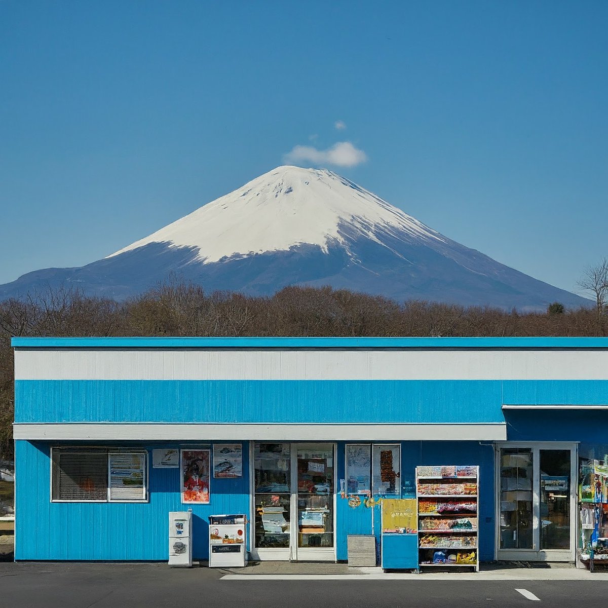Geminiで作ったもの。
時事ネタ。自撮りにコンビニと富士山が写り込むとクールなんですかね？
よく分かりませんが。
#Google #Gemini #ai #aiart #cg #MountFUJI #conveniencestore