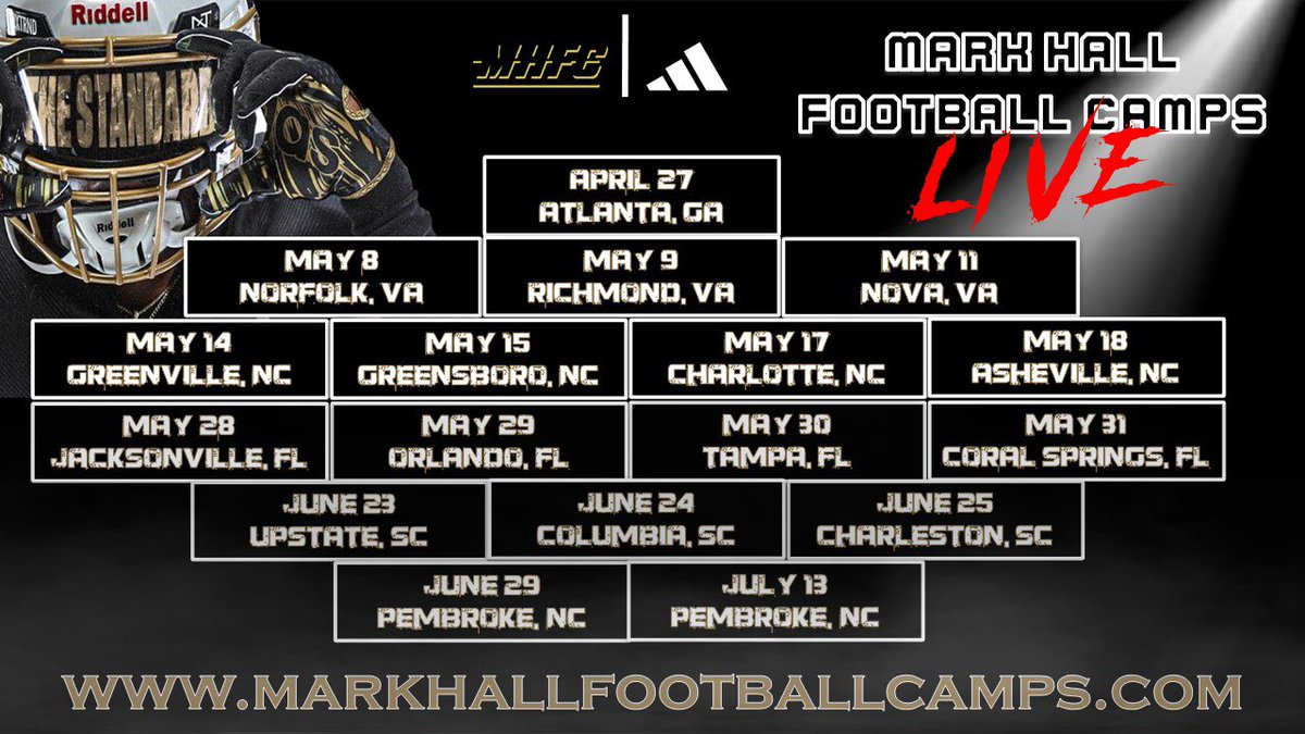 🚨VIRGINIA YOU ARE ON THE ⏰ 🚨 Sign up today at: markhallfootballcamps.co