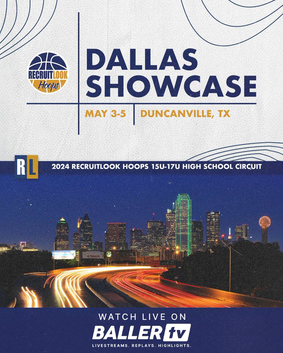 @RL_Hoops' Dallas Showcase is going down this weekend ‼️ Catch all the action on BallerTV. 📅 Fri, May 03 - Sun, May 05, 2024 📍 Dallas, TX 📺 Watch live and on replay: bit.ly/3Umu5ej