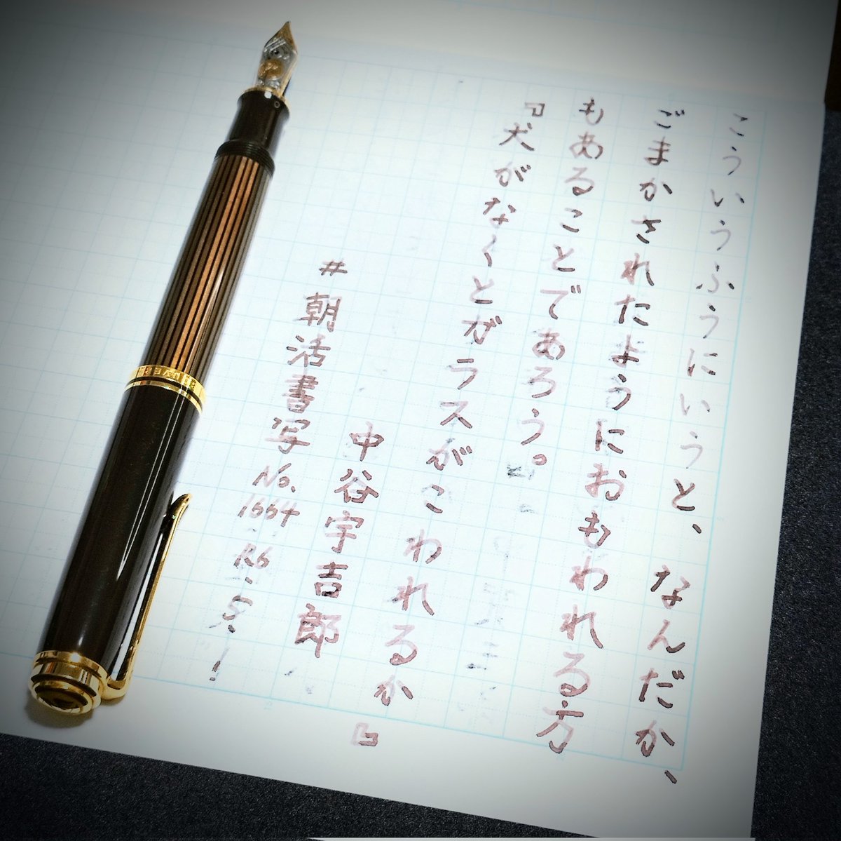 『犬がなくとガラスがこわれるか』中谷宇吉郎 #朝活書写 No.1664 #朝活書写_1664 2024.05.01 ペン: ペリカン スーベレーン M800 ブラウンブラック BBニブ インク: セーラー万年筆 ゆらめくインク 狐日和