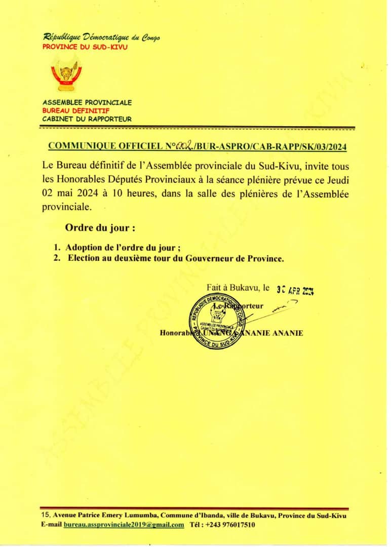 🇨🇩Ce jeudi, ce digne fils du Sud-Kivu sera confirmé à la tête de la province du Sud-Kivu. Nous croyons à la sagesse des députés provinciaux, qui vont mettre l'intérêt supérieur de la population avant tout🤞