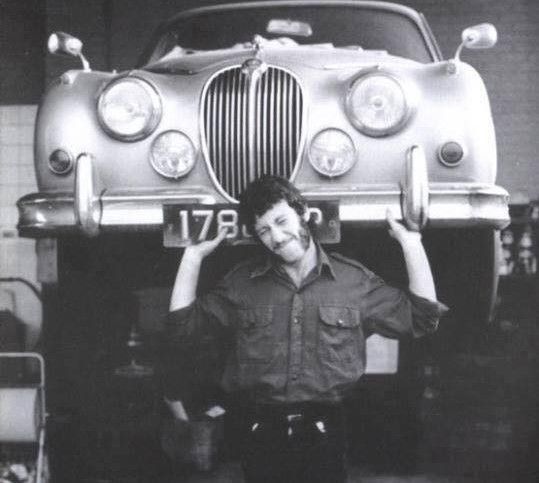 How about a photo of Peter Green pretending to lift a Jaguar MKII circa 1966