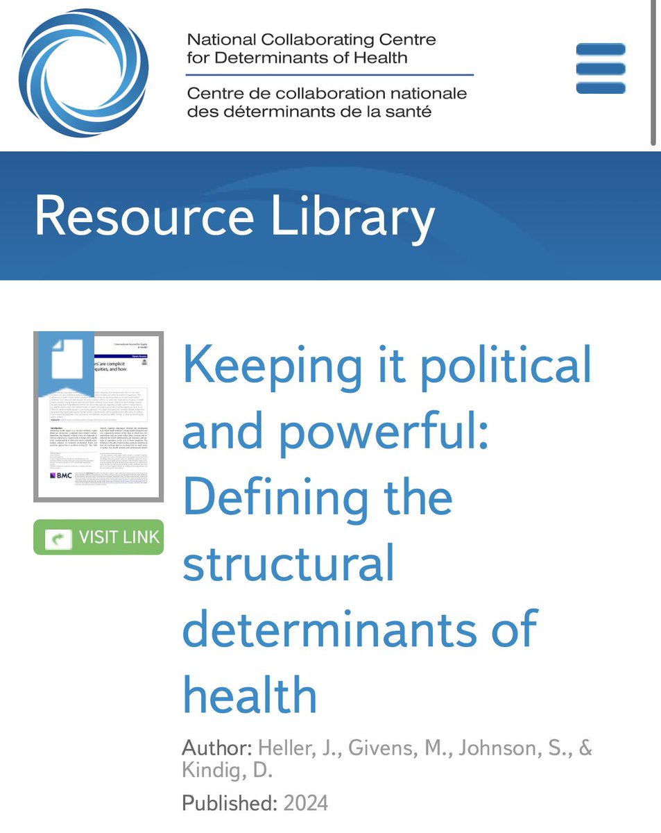 Keeping it political and powerful: Defining the structural determinants of health | National Collaborating Centre for Determinants of Health @NCCDH_CCNDS 🔗shar.es/agsk7U