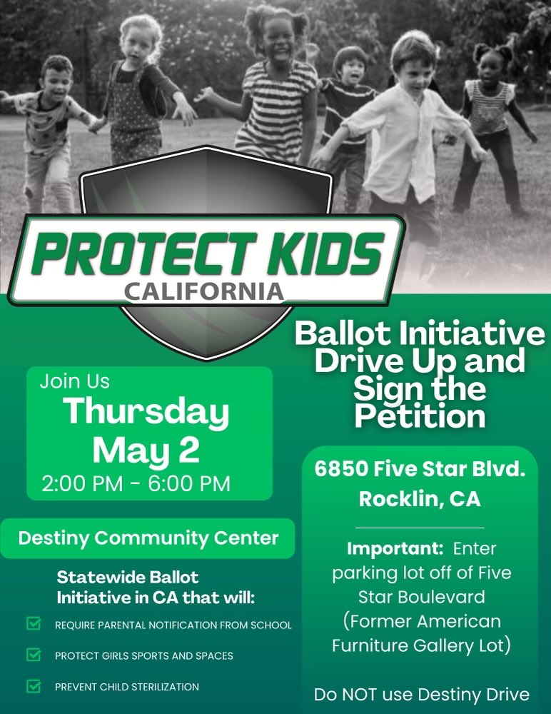 Join us for a petition gathering event in Rocklin on Thursday. Let’s save our children from@a life of sterility and sexual dysfunction. ⁦@ProtectKidsCA⁩