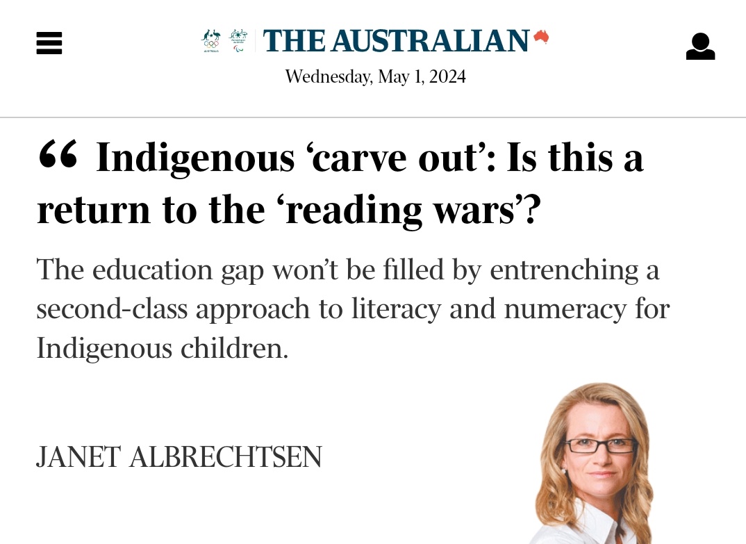 'Where were you in the reading wars?'

'I was reading Janet Albrechtsen...'

'...I'm so sorry'