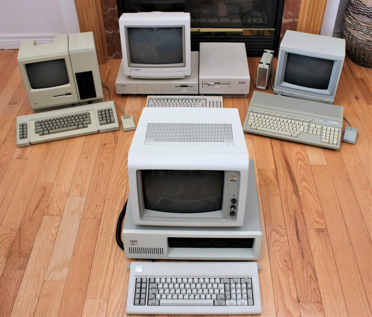 As part of my vintage computer collection, I like to collect interesting vintage computer add-ons.  Here are some old-school hardware addons that allow MS-DOS to run... MacCharlie (Macintosh), Amiga 1060 sidecar (Amiga 1000) and the SuperCharger (Atari ST) all in one picture.