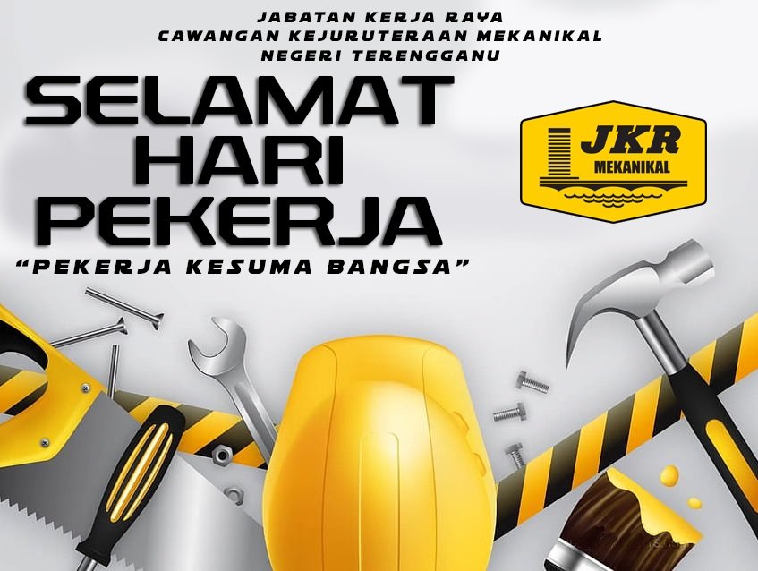 ''Semoga segala usaha kerja kita diterima sebagai amal kebaikan sekaligus membangunkan negara ke arah kesejahteraan''
Kami warga JKR CKMNT mengucapkan Selamat Menyambut Hari Pekerja.
<a href="/IrZulkifli3/">Ir Zulkifli Abdul Rashad</a>
<a href="/Ir_Humaizi/">Ahmad Humaizi</a>
<a href="/me03594/">Hj Mohamad Amir</a> 
<a href="/JKR_CKM/">JKR CAW. KEJ. MEKANIKAL</a> 
<a href="/JKRTerengganu/">JKR Terengganu</a>