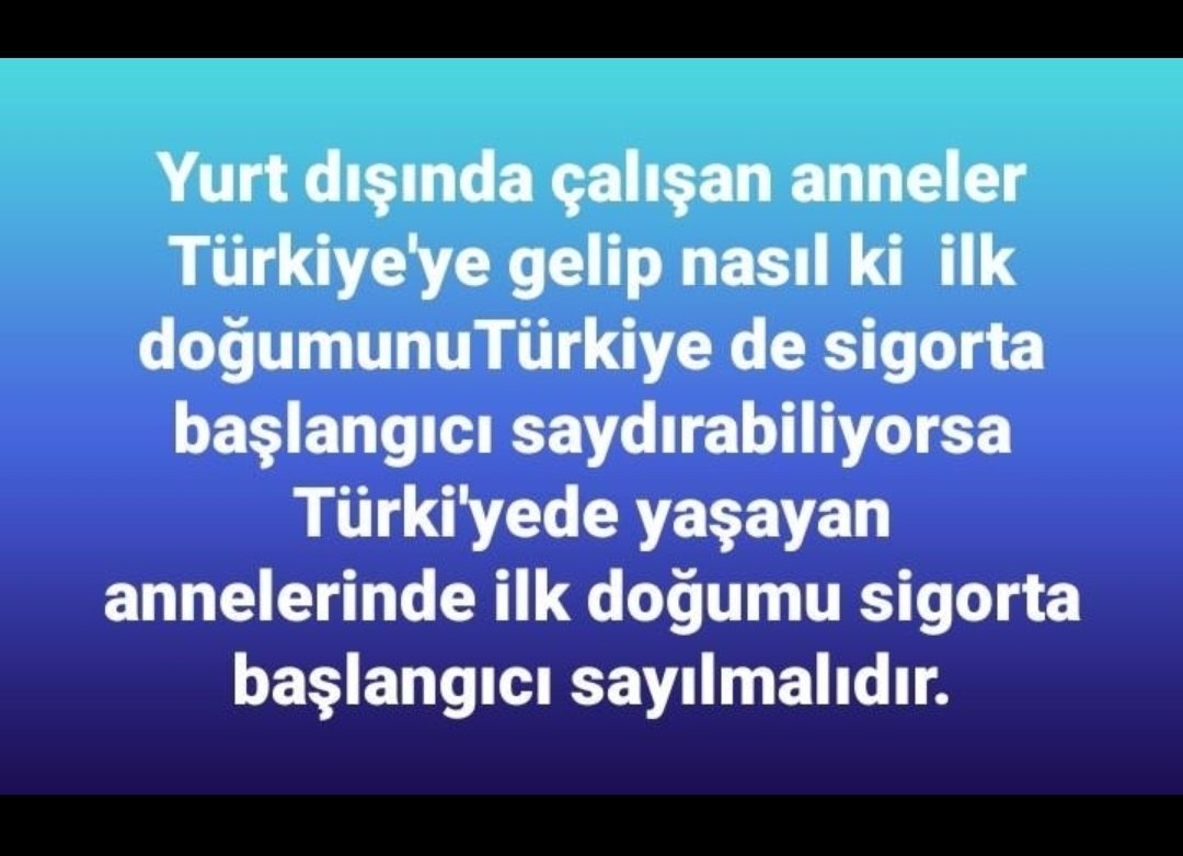 @kamuhaberleri1 Yaşımız ilerlediği için iş bulmakta zorlanıyoruz. Lütfen öncelikle belli pirime ulaşmış çalışan annelerin sesini duyun ve şartsız doğum borçlanması hakkını biz çalışan annelere verin. 2011 girişliyim Yaş 53 pirim 4100 inanın 7100 pirim mümkün değil dolmaz #ŞartsızDoğumBorçlanması