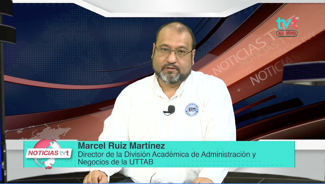 Visita el Mtro. Marcel Ruiz Martínez, director de la División Académica de Administración y Negocios, los estudios de #NoticiasTVT de @TVTenlinea para dar a conocer la oferta educativa de la @UTTAB y promover la convocatoria septiembre-diciembre 2024.