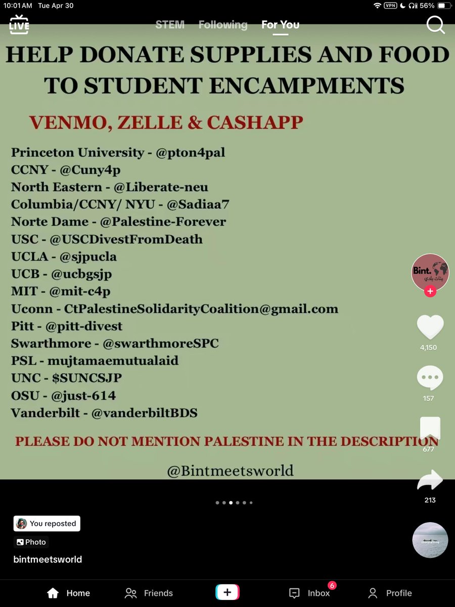 Send food & supplies to the #StudentProtest encampments. PLEASE SHARE #MutualAid