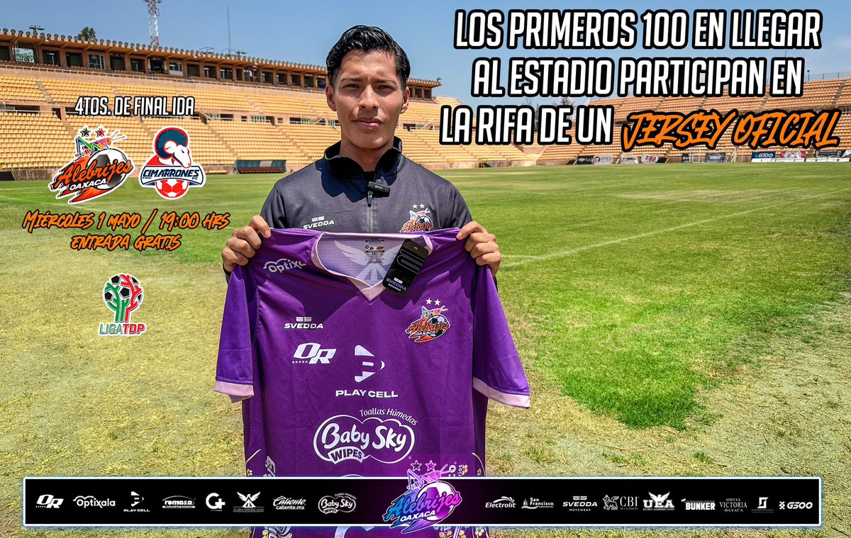 👕✅| Llega temprano este miércoles al #TemploAlebrije🏟 para apoyarnos frente a @CimarronesFC y podrás participar en la rifa de un jersey oficial @sveddamx #InmensamenteUABJO #AlebrijesEsOaxaca💚🖤🧡