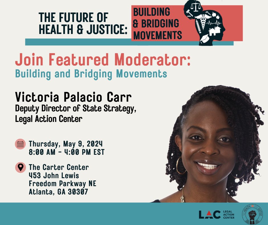 There's still time to get your tics! We have SO many exciting panels at our 5/9 #NoHealthNoJustice convening, incl Bridging & Building Movements, moderated by LAC’s Deputy Dir of State Strategy @VPalacioCarr! Learn more & get your tics here: bit.ly/HealthJustice2…