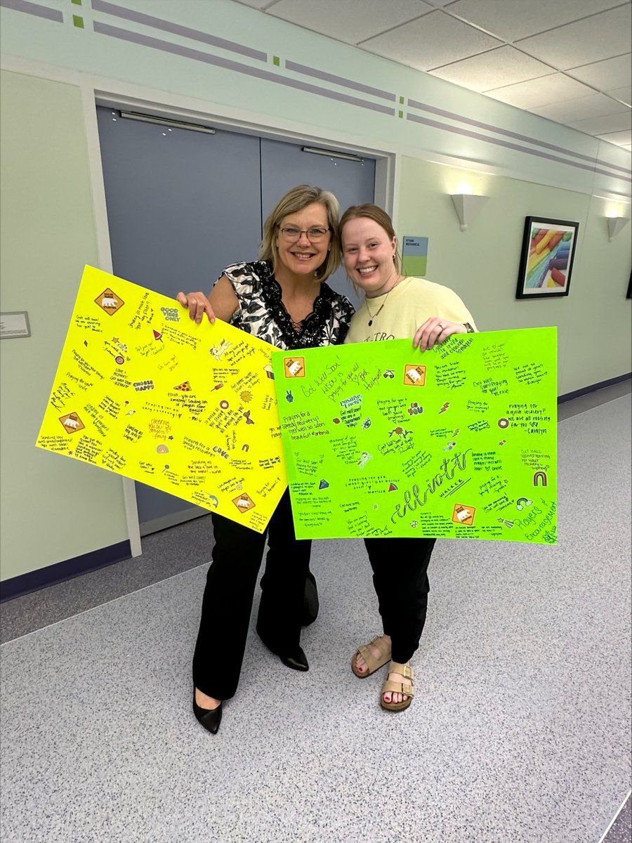 Follow up to yesterday's NMDP registry to support 4-year-old Elliott's need for a donor match for a blood stem cell transplant, Dr. Beth Hultquist delivered 'get well' signs to her mom, Lauren Walker, that our students signed yesterday. She was so grateful.