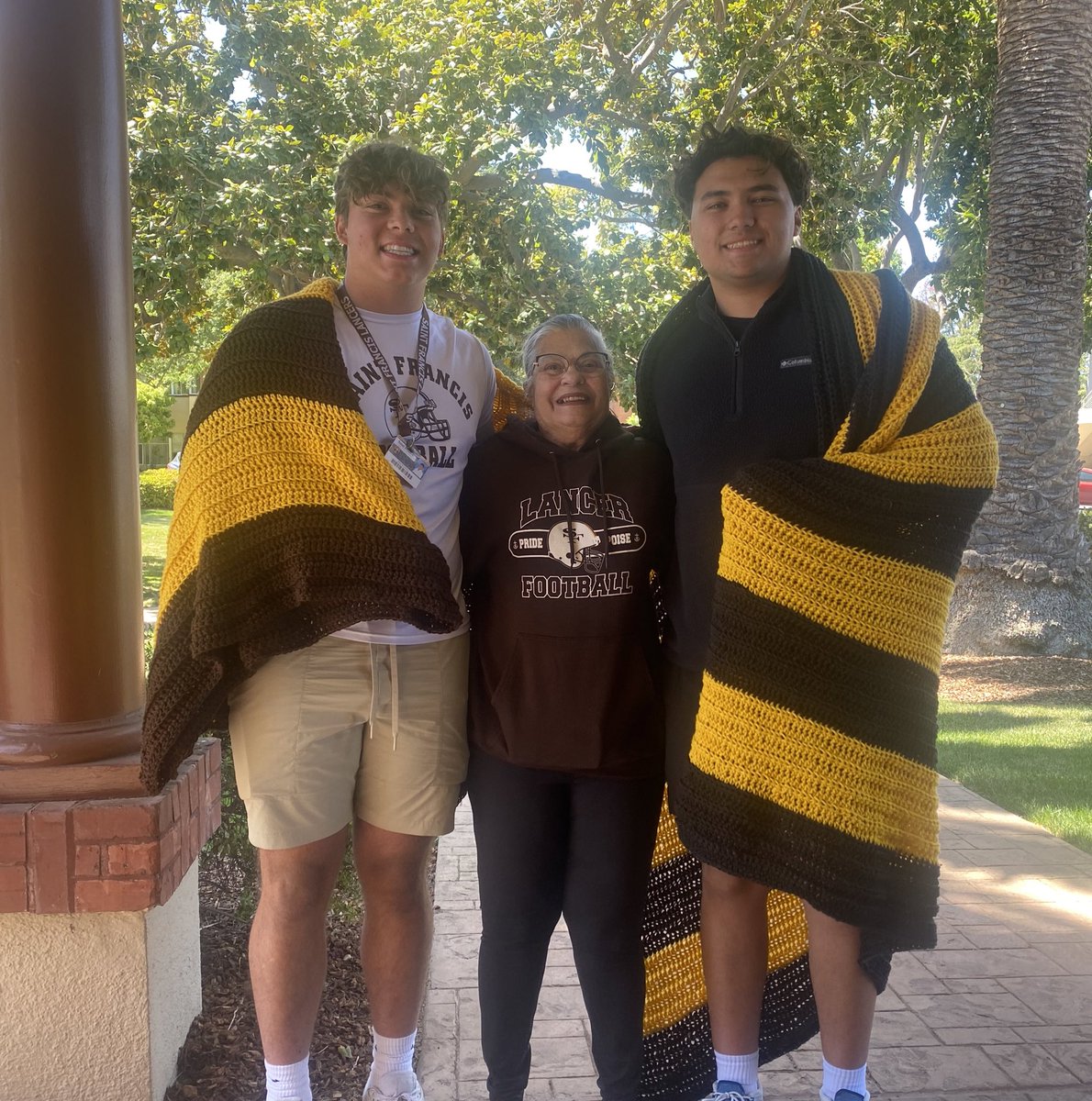 Coach Calcagno’s Mom brought her handmade “Noni” blankets up to campus today to our 2 seniors who have committed to play football at 4 year colleges next year. Congratulations Chris Quinonez (Idaho) and Asher Kolodziej (Valparaiso) #TraditionNeverGraduates