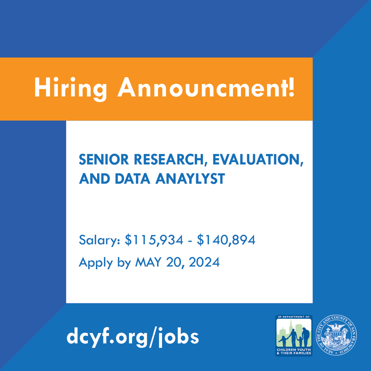 We are hiring a Senior Research, Evaluation, and Data Analyst, and many of our grantees and partners have open positions. Visit our Jobs page to learn more: dcyf.org/jobs