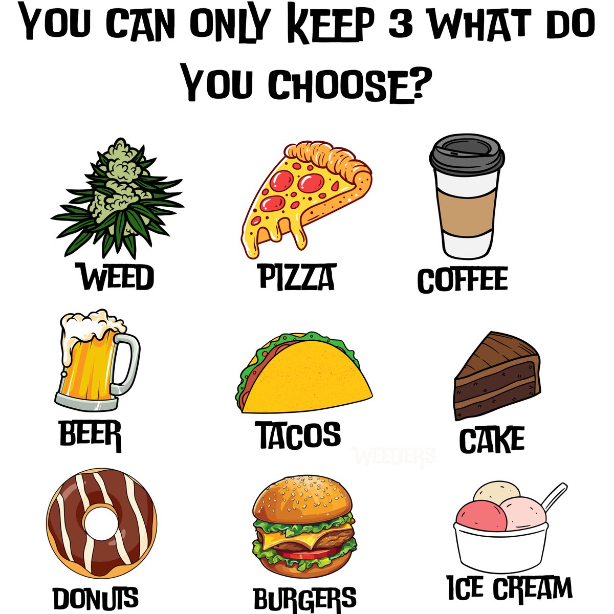 Weed, Pizza, and Ice cream. 
How about you?
#TwitterX