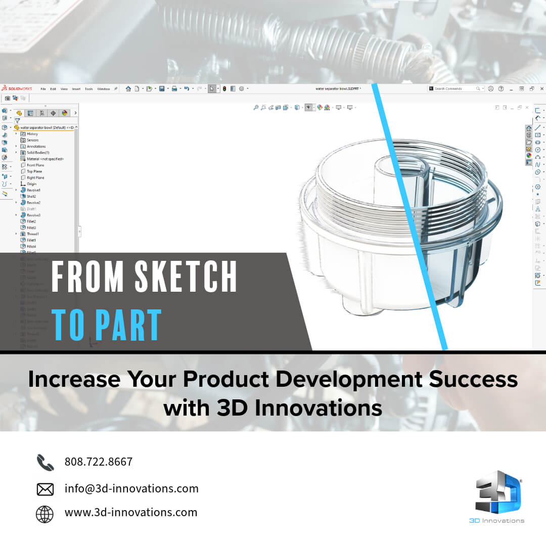 From Sketch To Part, developing your ideas to help you commercialize products and bring to market. #3DInnovations #ConceptToProduct #ProductDevelopment #ProductDesign #PrototypeHawaii #Prototype #3DDesignHawaii #CADHawaii #InventionHelp #UpWork #InjectionMoldDesign #SketchToPart