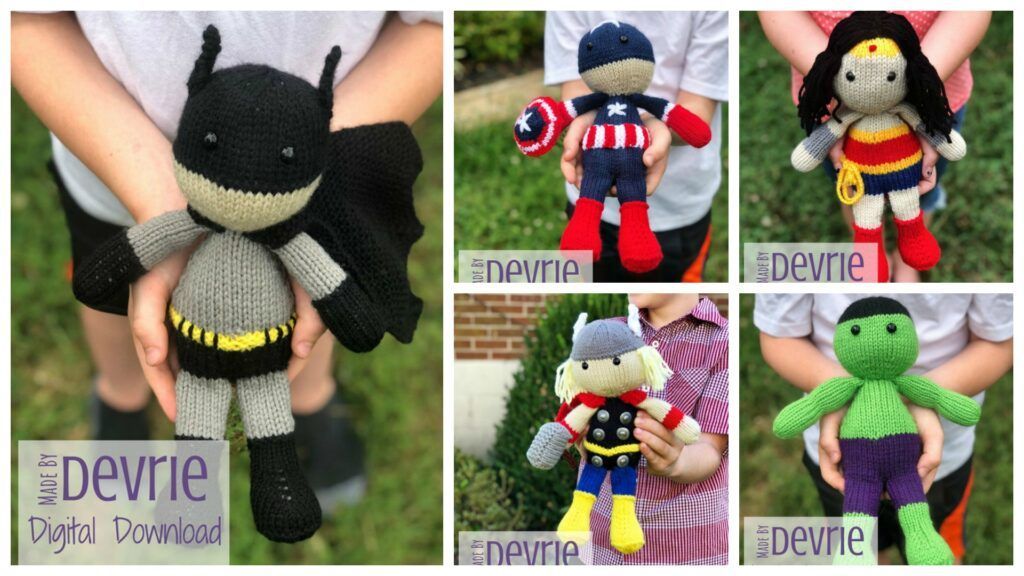 Designer Spotlight: Superhero Doll Patterns For Knitters, Amigurumi Designed By Devrie Metcalf: 👉 buff.ly/3aSuOhr #knitting #handmade #amigurumi