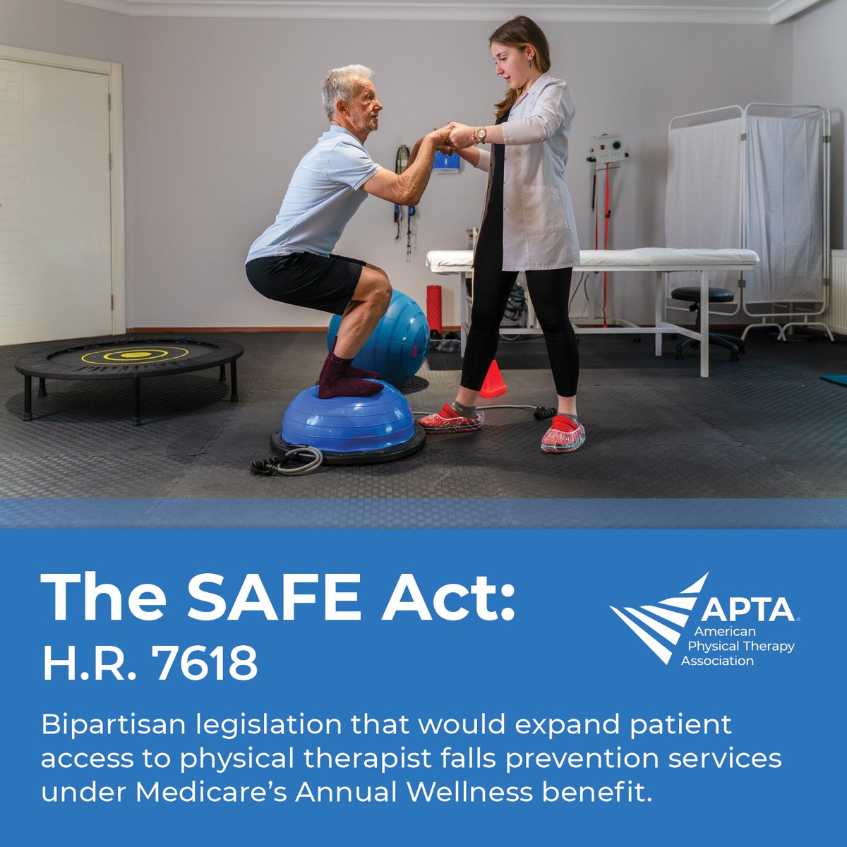 Join our #PTAdvocacy efforts — contact your member of Congress today and ask for their support of the SAFE Act (H.R. 7618), which will significantly boost falls screening and prevention among Medicare beneficiaries. 📣 Visit APTA's Patient Action Center: apta.org/advocacy/take-…