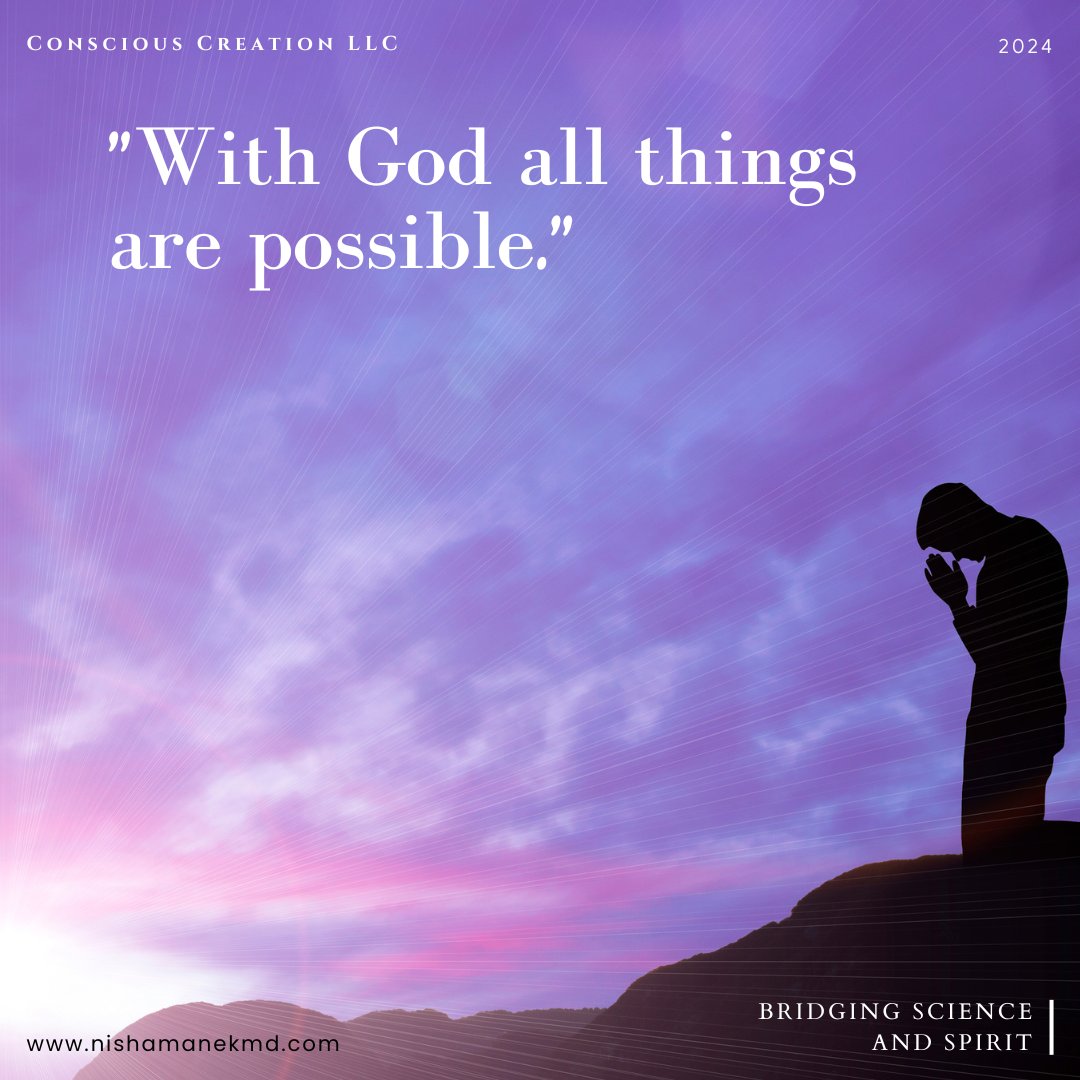 With God all things are possible. ✝️🙌✨ If you want to find out more, please visit linktr.ee/njmanek #physics #rheumatology #informationmedicine #MD #WilliamATiller #science #spirituality #intentions #thermodynamics #bridgingscienceandspirit #entropy #nishamanek