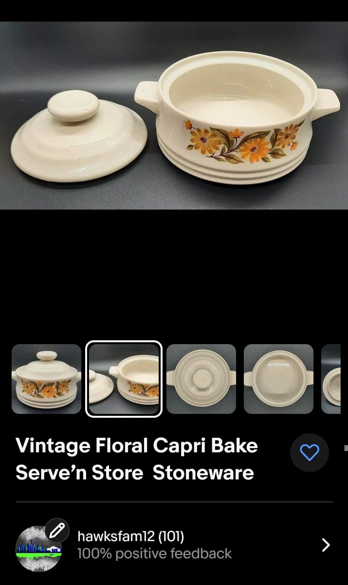 Bakewear beauty 💚🌼
This vintage 80's Capri stoneware casserole & dessert dish is perfect for baking, serving, and storing your favorite foods. With its beautiful floral design, it will add a touch of elegance to any kitchen
🔗 in bio 
#shopsmall 
#eBayseller
#eBay