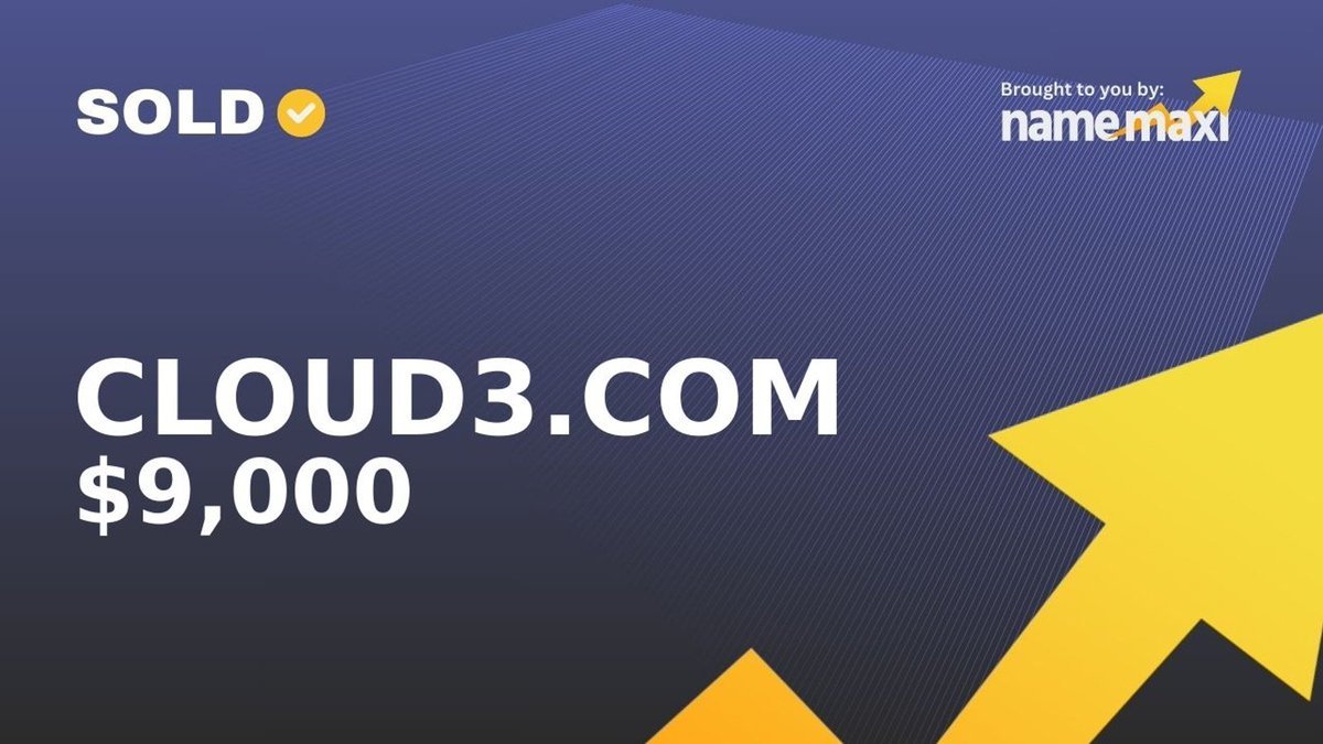 Domain Sold!
✅CLOUD3․COM sold for $9,000
🛒Sold via GoDaddy
📅April 30, 2024

Similar domains:
namemaxi.com/suggestion?sea…