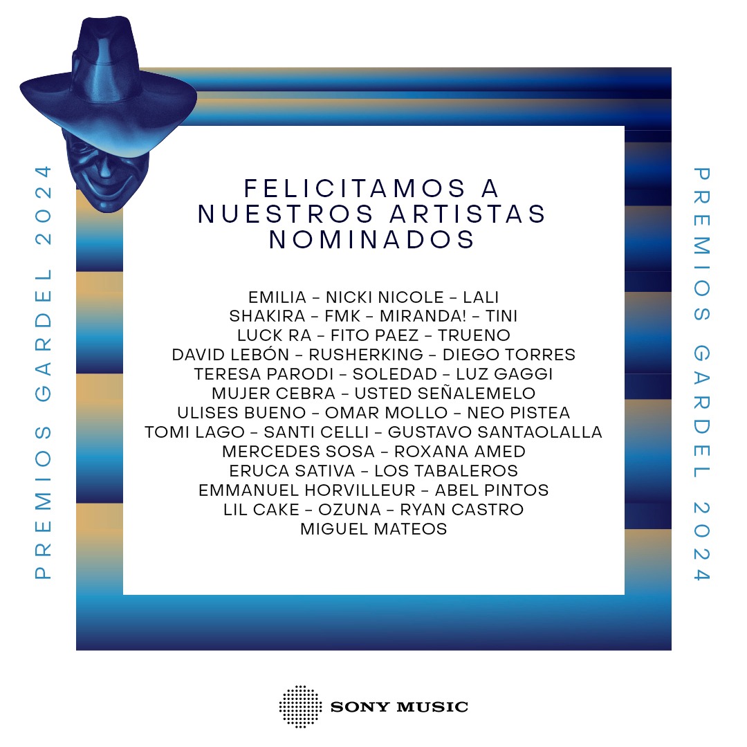 Felicitamos a todos nuestrxs artistas nominadxs en los #Gardel2024 👏 @PremiosGardel