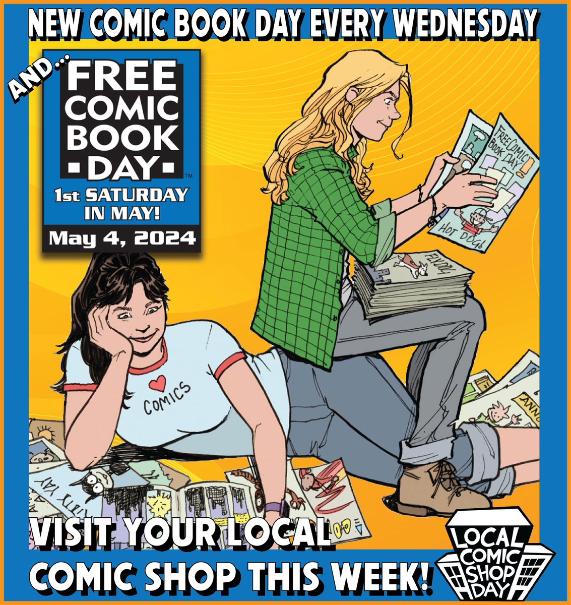 Visit Your Local Comic Shop This Week!
 
New Comic Book Day is Wed May 1!
Free Comic Book Day is Sat May 4! 

New for May 1 via @PREVIEWSworld: 
previewsworld.com/NewReleases 
New from @DCOfficial: 
dccomics.com/comics 

#LCSD #LCBS #NCBD #comics  #shoplocal #buylocal #FCBD