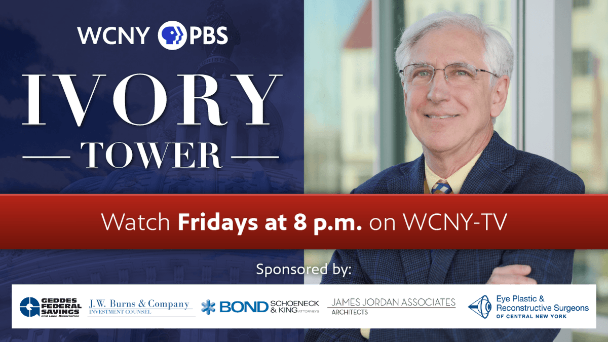 Tune in for the latest episode of #IvoryTower airing this Friday at 8 p.m. on #WCNY-TV!

'Ivory Tower' is a weekly roundtable discussion that focuses on news and events from the perspective of academicians from across Central New York.

Learn more at wcny.org/ivory_tower.
