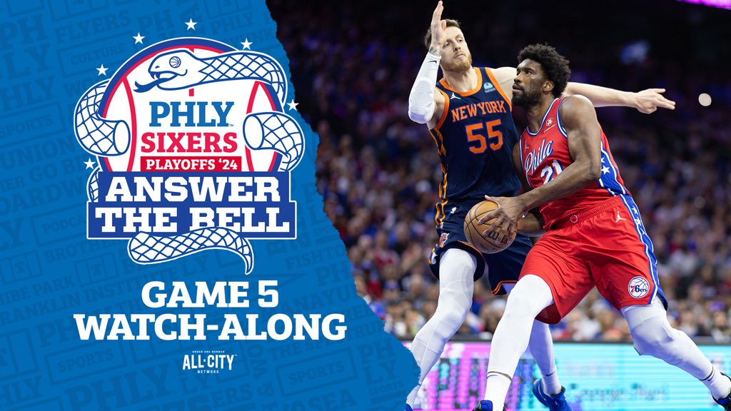 It’s time for our playoff Watchalong presented by @drinkolipop — Game 5 between the Sixers and Knicks. Join @rich_hofmann & @_devongivens all game long. youtube.com/live/h8lCxbki9…