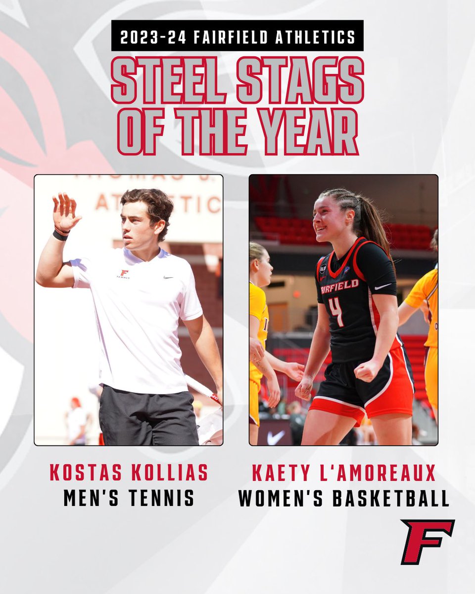 Our first-ever Steel Stags of the Year presented by Fairfield Sports Performance!
 
Kostas Kollias, @Stags_Tennis
Kaety L’Amoreaux, @StagsWBball
 
#WeAreStags 🤘🎾🏀💪