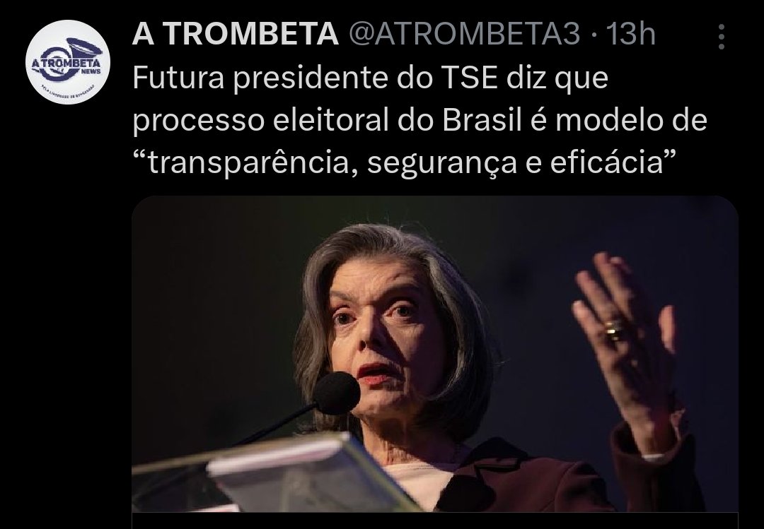 Ministra repete ladainha do processo eleitoral seguro e transparente. Só que metade da população brasileira não acredita, logo, a eleição é, por definição, ilegítima. E quanto à eficácia, realmente, nós apuramos em 4 horas com fraude e a Argentina em 10 horas com papel.