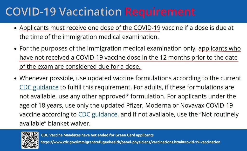 @PeterSweden7 And the CDC is still mandating this bioweapon for green card applicants in 2024. Refuse the jab and you are 'inadmissible', but the same requirement is not applied to non-immigrants or illegal immigrants. 🤡🌎