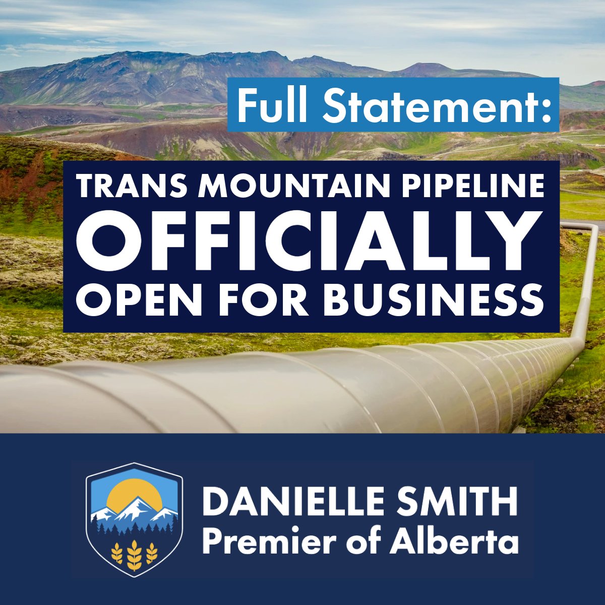 Minister of Energy and Minerals @BrianJeanAB and I issued the following statement on the the start-up of the Trans Mountain Pipeline: Alberta is celebrating an important achievement for the energy industry - the start-up of the twinned Trans Mountain pipeline. It’s great news…