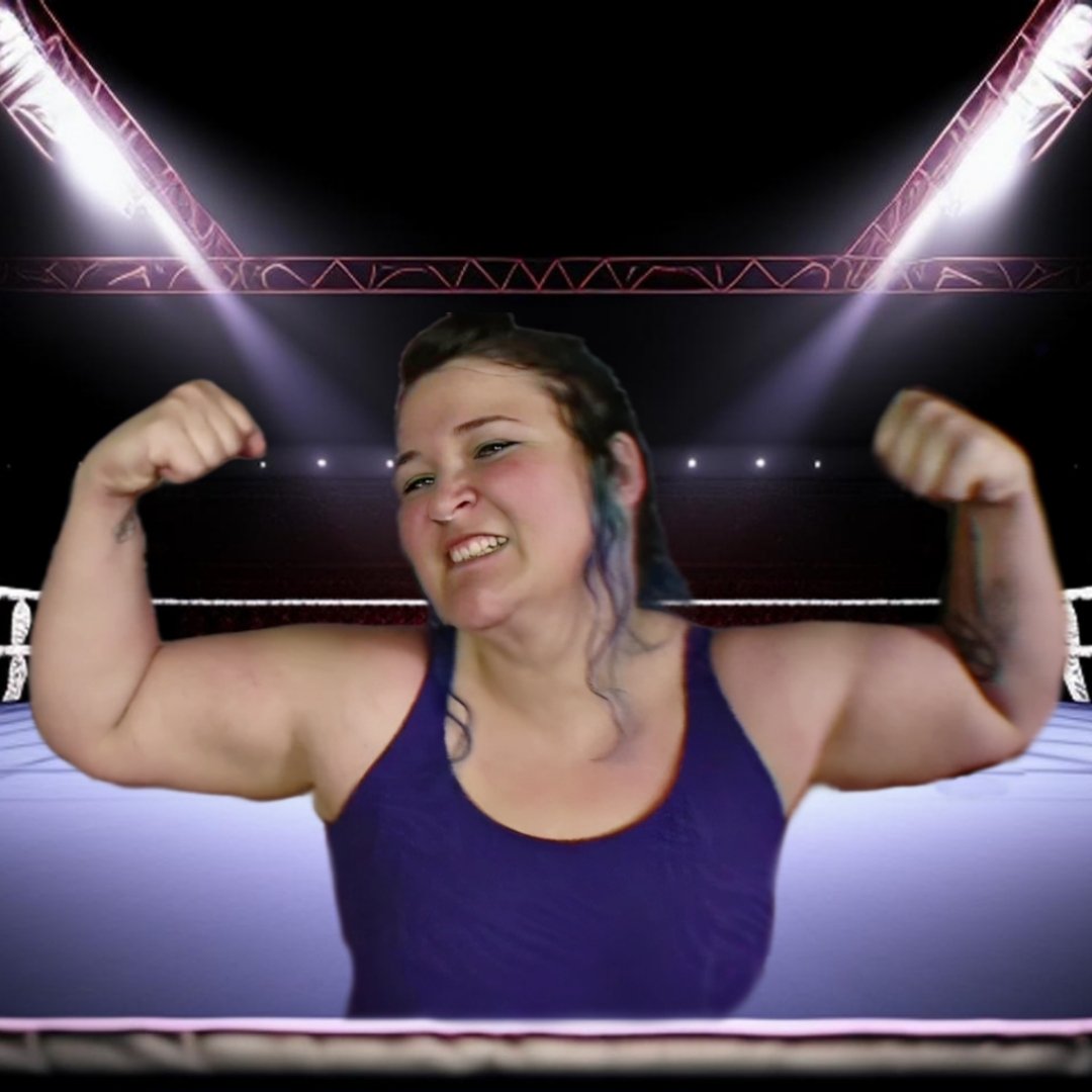 Oh look, fan art!
Who is the fan, you ask? 
It's me. I'm the fan 😎😁

#eroticwrestling #bbw #victorypose #flexing #strongwoman