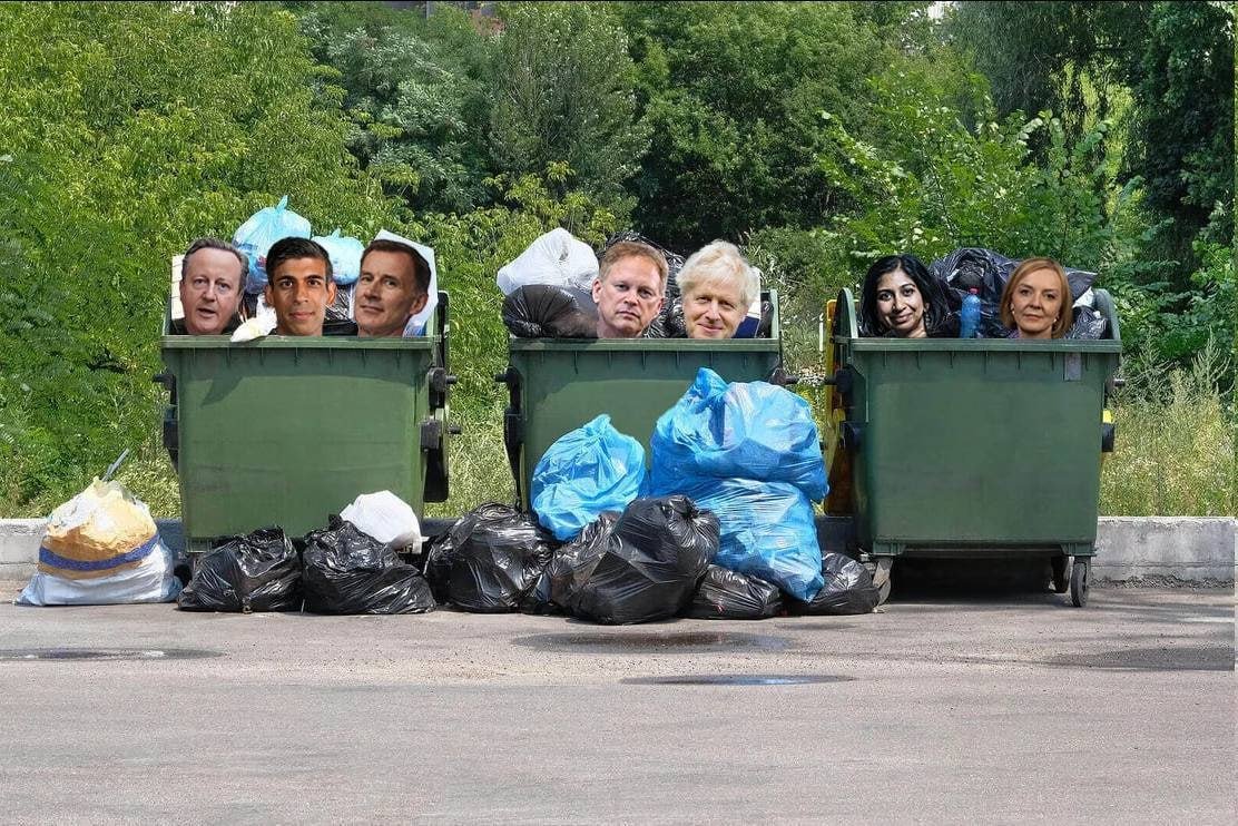 Let's get rid of the trash come elections.

 #Sunakered #SunakOut555 #TacticalVoting #ToryBrokenBritain #ToriesUnfitToGovern #ToriesDestroyingOurCountry #ToriesCorruptToTheCore #ToriesOut664 #GeneralElectionN0W!