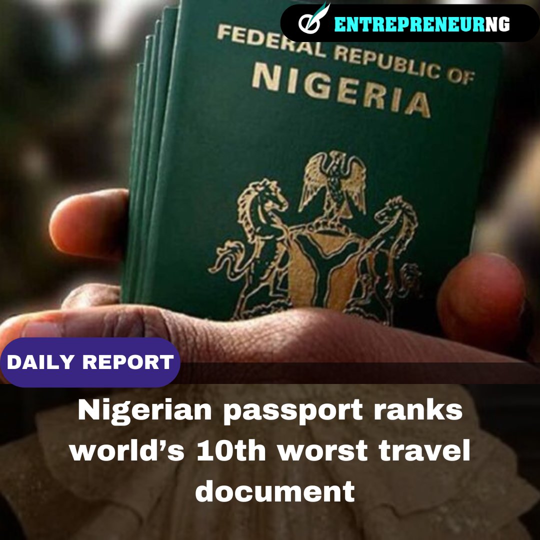 Did you know that the Nigerian passport ranks as the 10th worst travel document in the world? 
.
Despite this, there are still ways to navigate the travel restrictions.
Learn more 👇
.
entrepreneurng.com/nigerian-passp…
.
#nigerianpassport #TravelAbroad #traveldocument #entrepreneurng