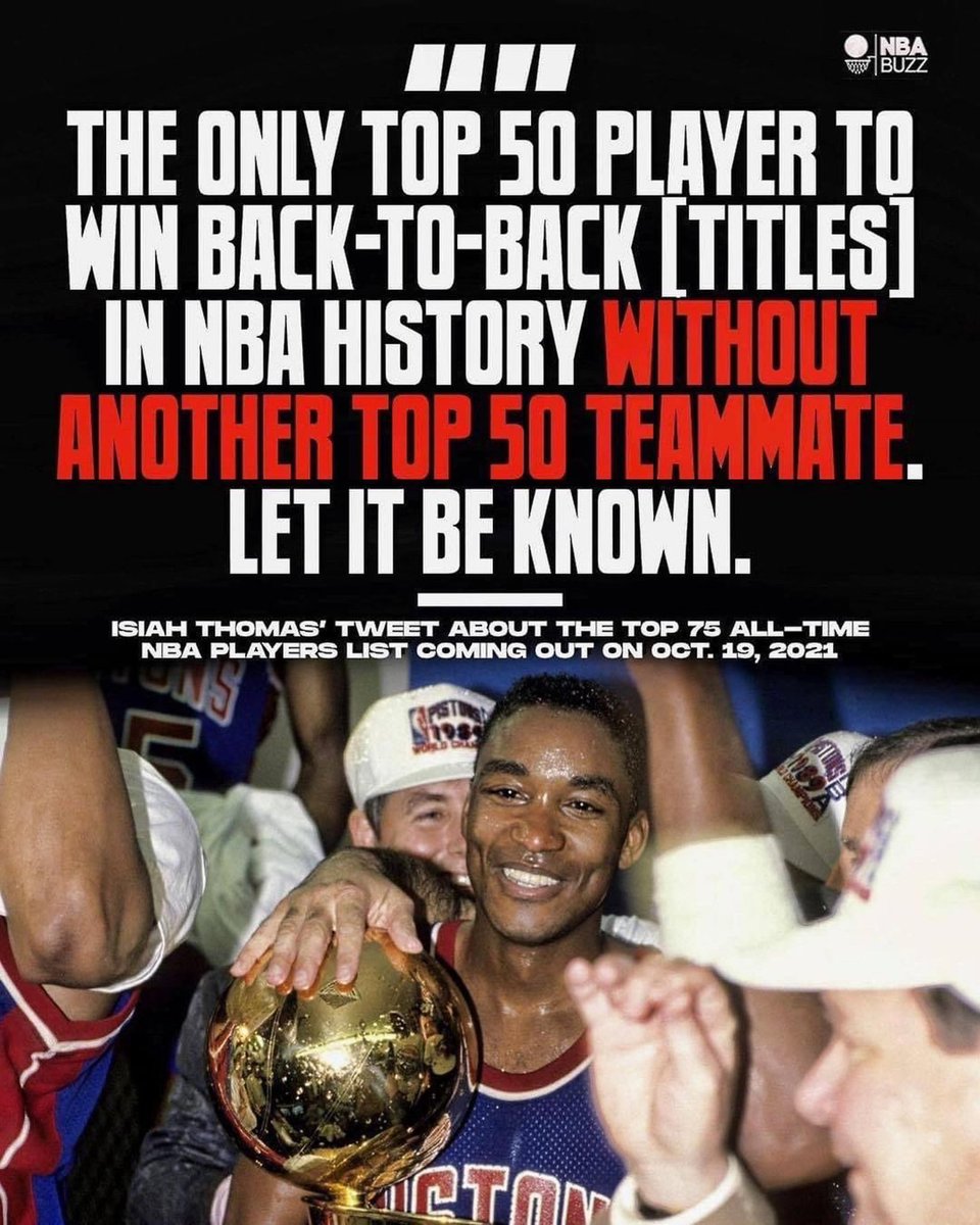 Happy 63rd birthday to 2x NBA champion & Hall of Famer, Isiah Thomas! 🎉 Ahead of ‘NBA 75,’ Isiah Thomas made his case to why he’s one of the GOATs! “The only Top 50 player (from 1996 list) to win back-to-back championships in NBA history without another Top 50 teammate. Let