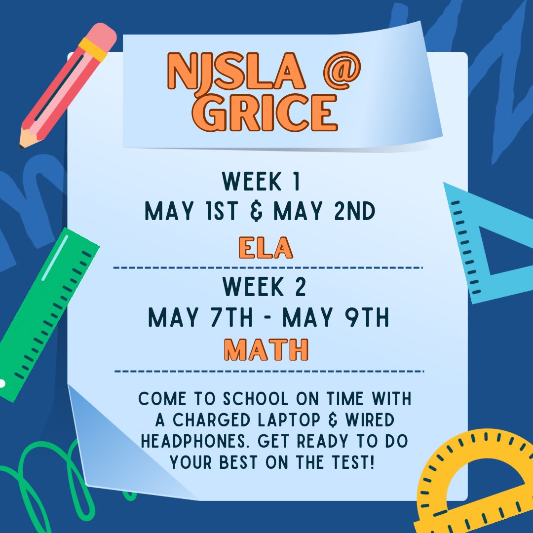 Hip Hip, Hooray! Tomorrow is testing day! 🧡💻🖤 @HTSD_Grice @GricePrincipal_