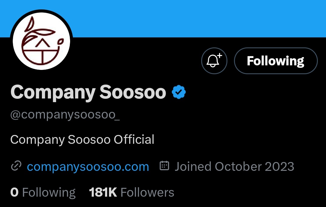 [UPDATE] 240501 Company SooSoo Akun Twitter (X) Company SooSoo sudah berlencana biru 🕺🏻🕺🏻 #CompanySoosoo #컴퍼니수수