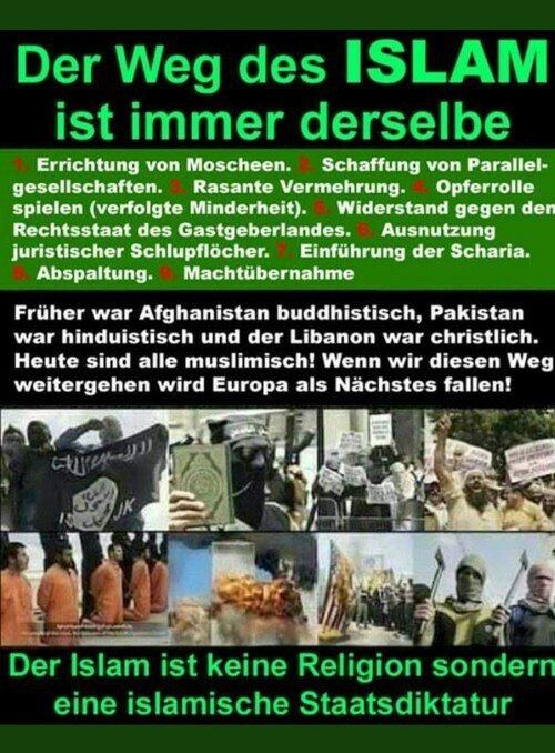 Wer CDU wählt kann direkt konvertieren zum Islam!Den Die CDU mit ihrer dummen Naivität steht diesem nicht im Weg!