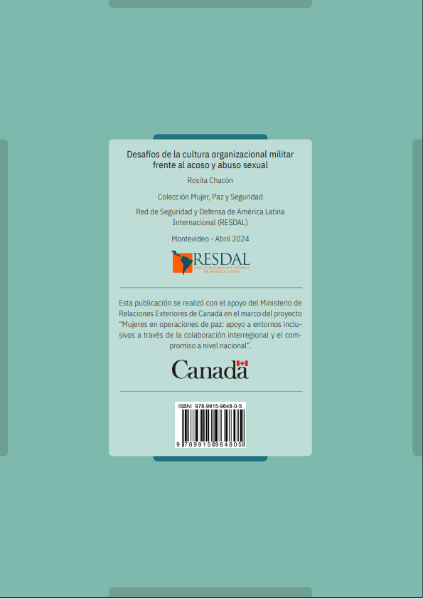 RESDAL_'s tweet photo. 📢 Nueva publicación de #RESDAL: "Desafíos de la cultura organizacional militar frente al acoso y abuso sexual": autora #RositaChacón 🇪🇨
🫂 Gracias @CanadaFP por apoyar nuestro proyecto #Mujeres en Operaciones de Paz: entornos inclusivos #WPS 👇🏿
📲 https://t.co/egWjdLctQg https://t.co/NOBuapKLj6