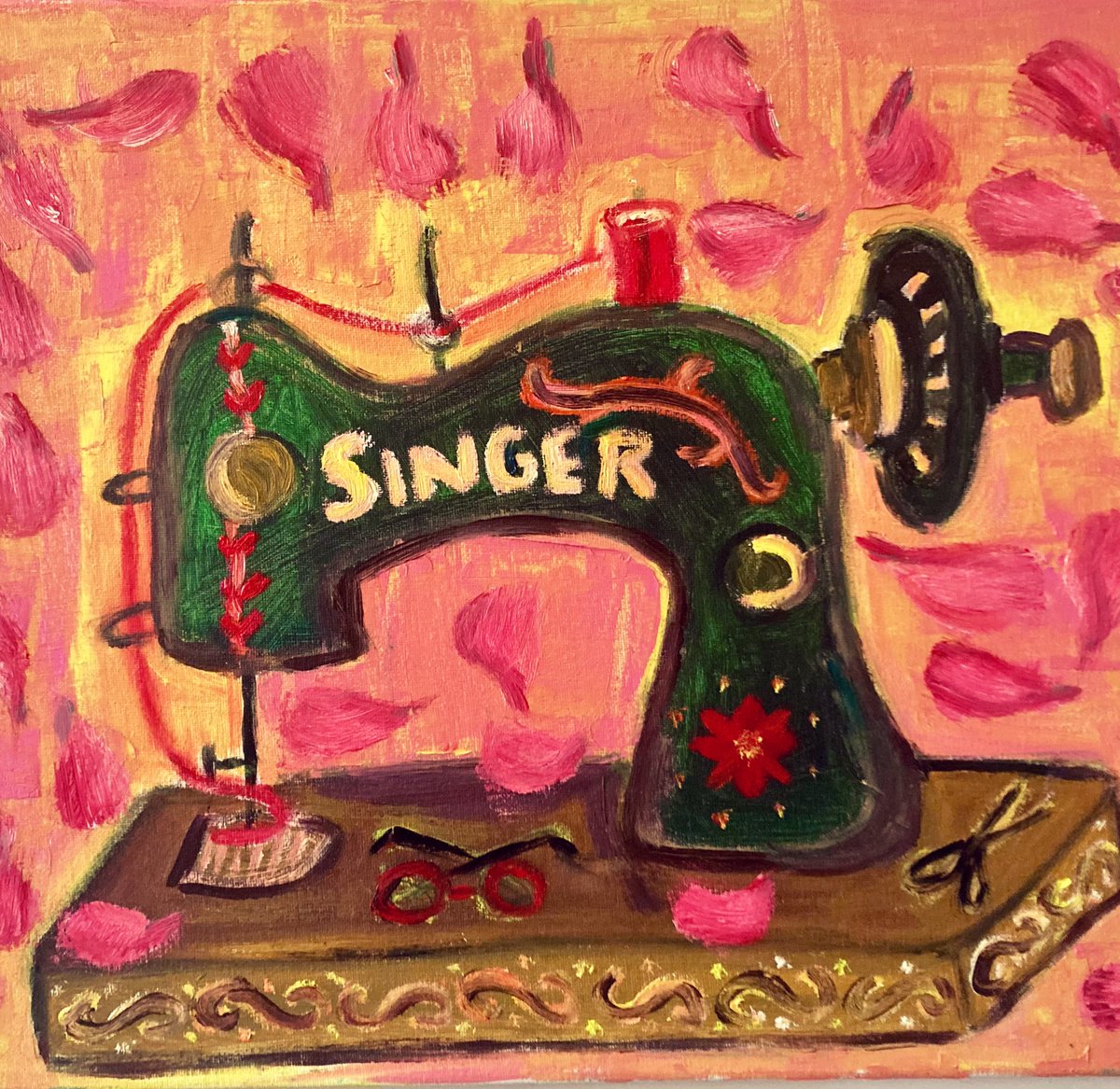 #art #oiloncanvas #oilpainting #sewing #singer
