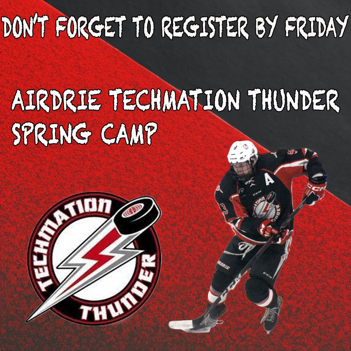 Reminder!! If you are looking to attend spring camp, be sure to register by Friday at the latest. We hope to see you there 🏒🌩️ #airdriethunder