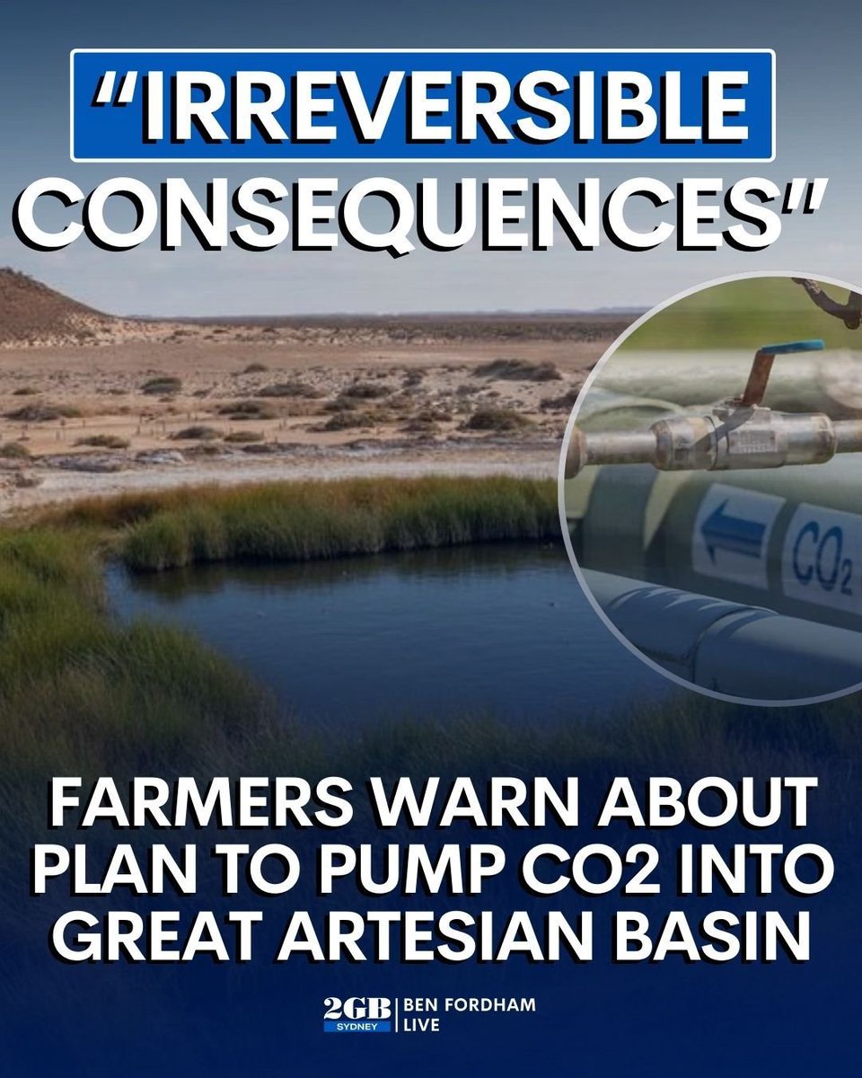 Farmers are raising the alarm. They’re warning about plans to pump carbon dioxide into the Great Artesian Basin. It's part of a proposal to help a foreign mining company ‘offset their emissions’. But farmers say the damage could be irreversible. 🎧omny.fm/shows/ben-ford… 🎧