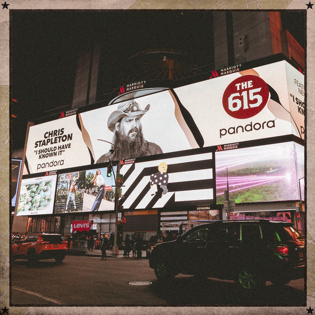 Thank you @pandoramusic for highlighting #PettyCountry in Times Square with @chrisstapleton’s cover of “I Should Have Known It.” Listen now on The 615 on #PandoraMusic: pandora.app.link/pWr6s2R35Ib