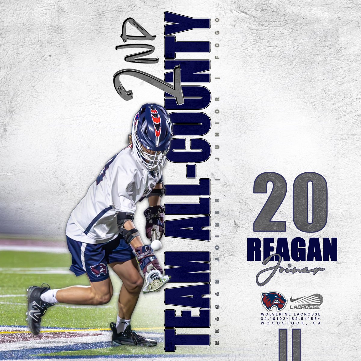 🥈𝗔𝗟𝗟-𝗖𝗢𝗨𝗡𝗧𝗬🥈 2nd Team All-County - Thank you all coaches across the county! Reagan Joiner led his team with pure grit. Very few players inspire a team by just their presence, Reagan does just that. His numbers are incredible. ⬇️ . 7️⃣2️⃣ - FO % 2️⃣6️⃣3️⃣ - FO Wins ‼️ . #lax
